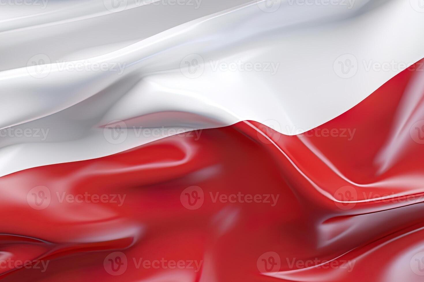 white and red background, waving the national flag of Poland, waved a highly detailed close-up. photo