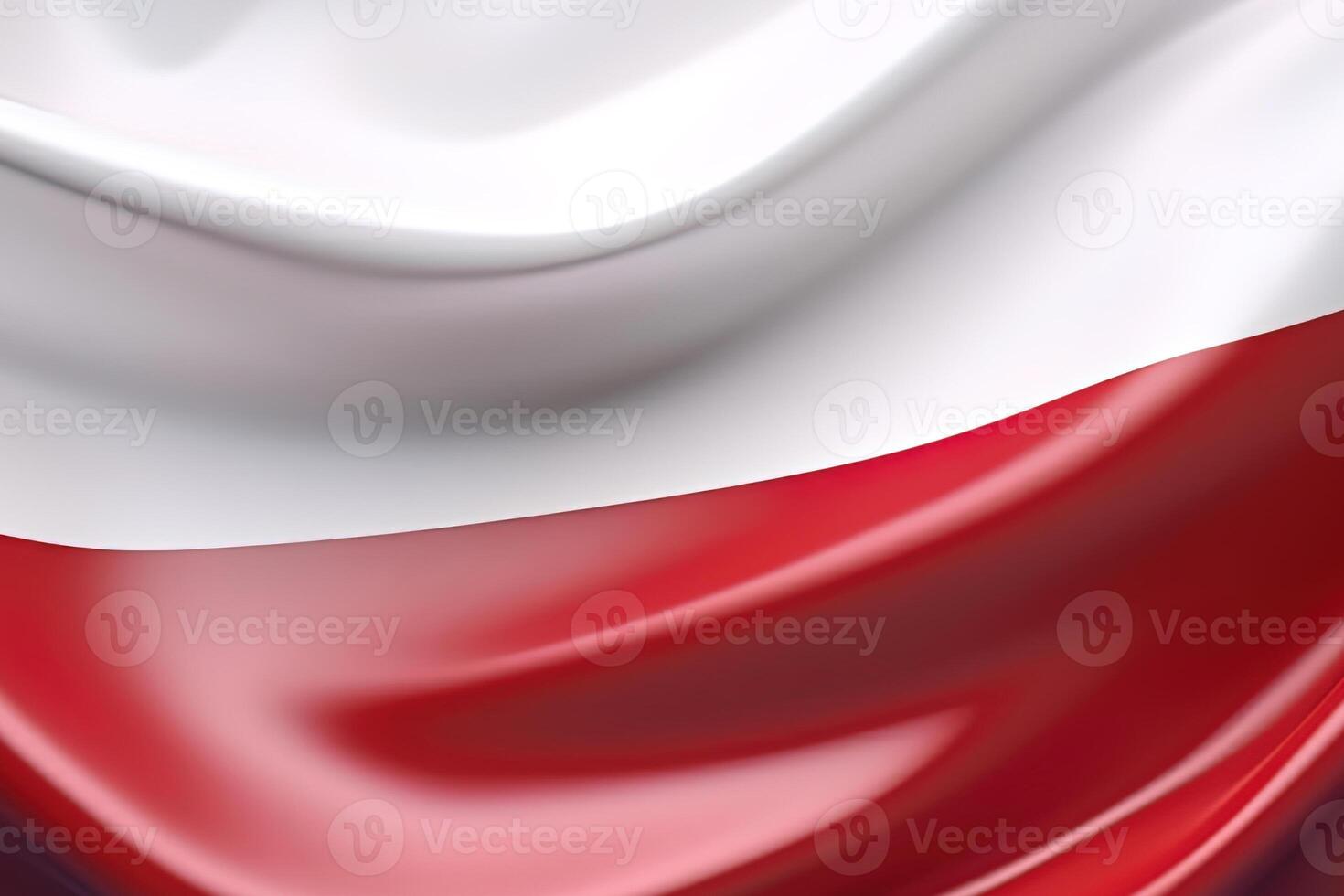 white and red background, waving the national flag of Poland, waved a highly detailed close-up. photo