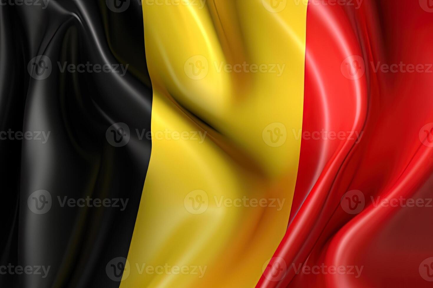 Black, Yellow and Red background, waving the national flag of Belgium, waved a highly detailed close-up. photo