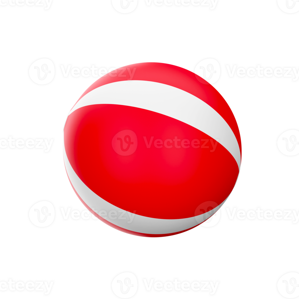 Red And White Beach Ball 3D Element. png