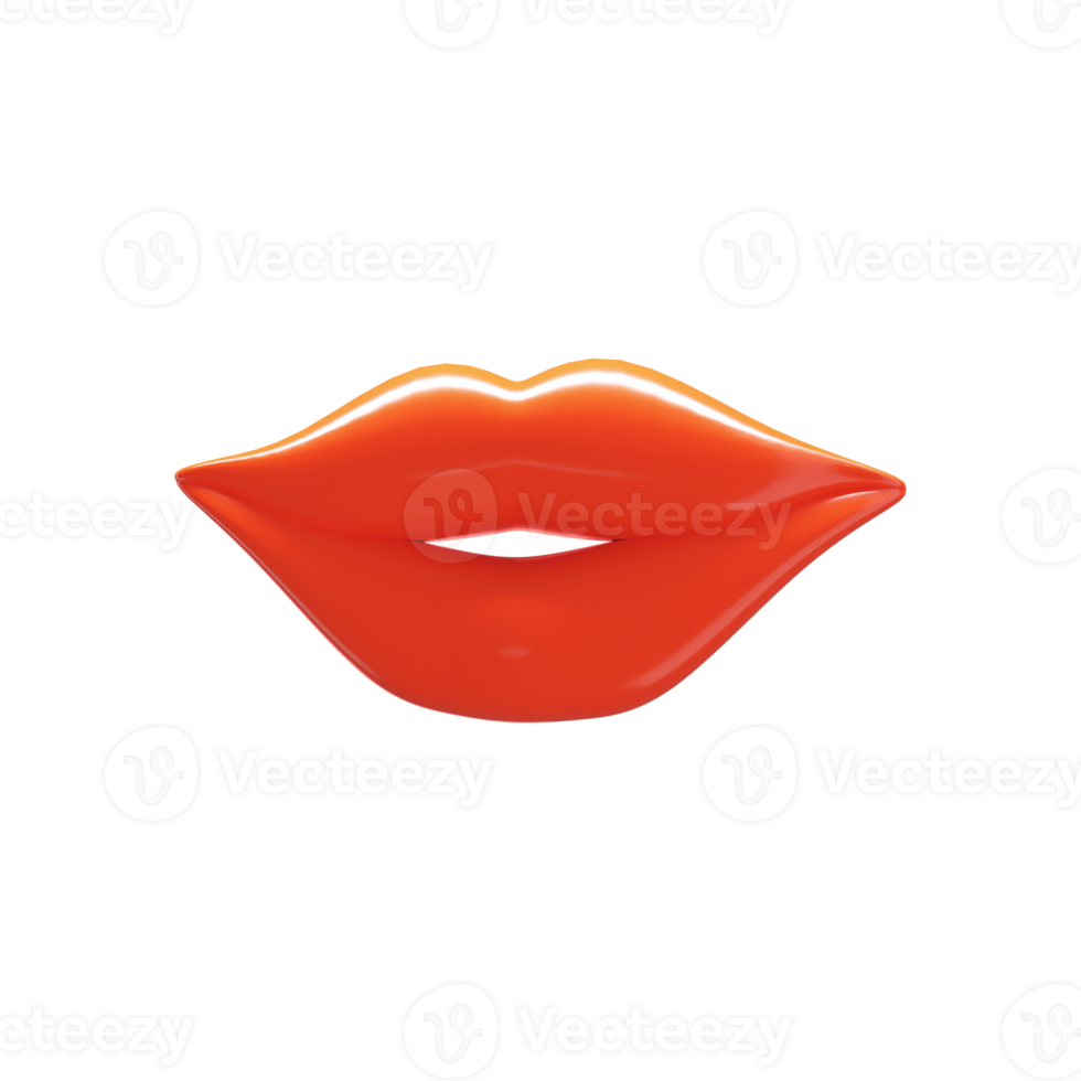3D Glossy Lips Element In Dark Orange Color. png
