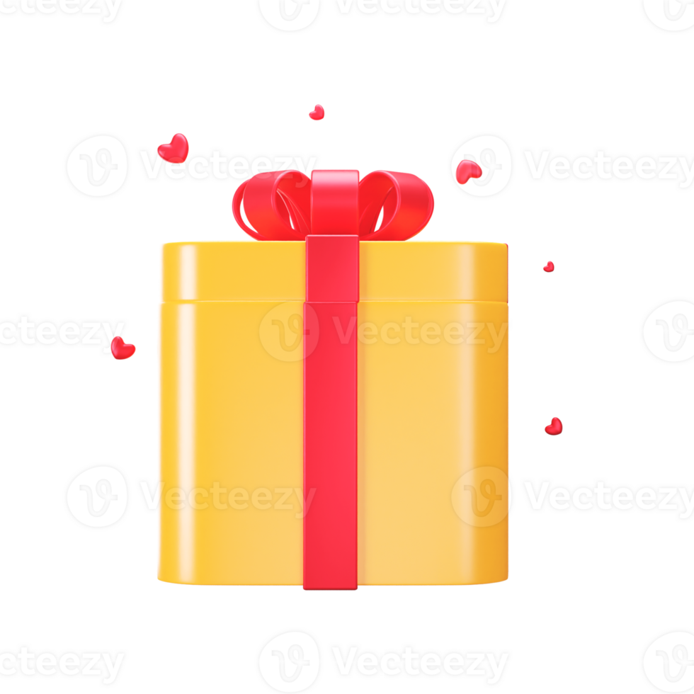 Red And Golden Gift Box Against Hearts Flying Icon. png