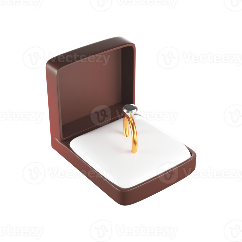 3D Style Gemstone Ring With Open Gift Box Icon. png