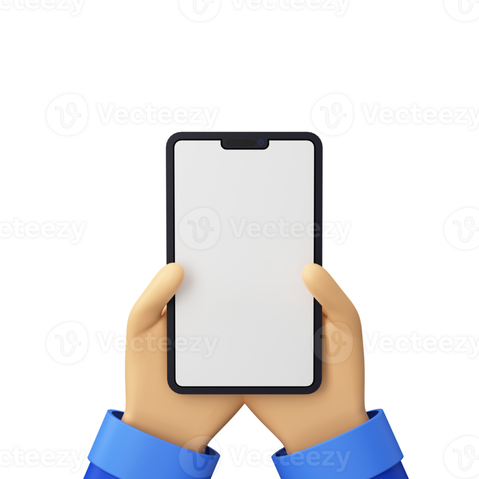 3D Render of Human Hand Scrolling Smart Phone. Blank Screen for your Product Advertisement or App Presentation. png