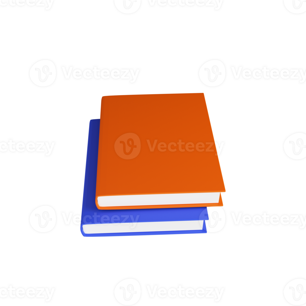 Blue And Orange Illustration of Books 3D Render Icon. png