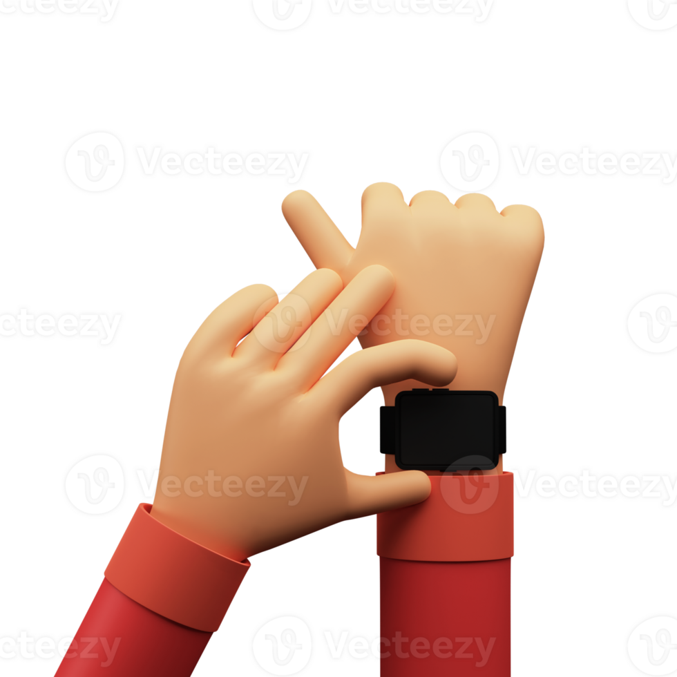 3D Render of Human Hand, Setting Up Smart Wrist Watch. Blank Screen for your Product Advertisement or App Presentation. png