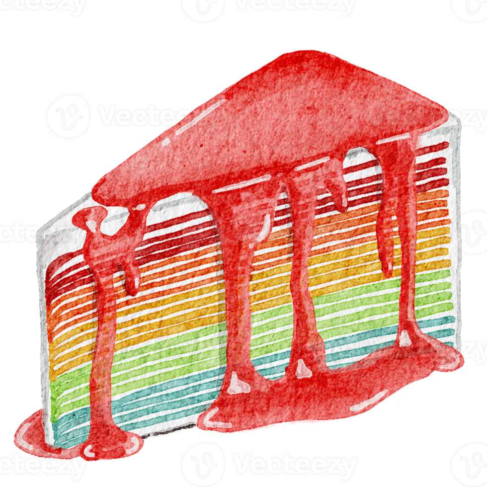 Rainbow cake watercolour png