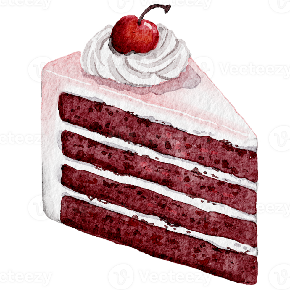 Red velvet cake watercolour png