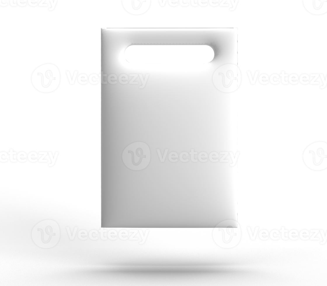 Bag plastic white color isolated retail package blank pack container empty blank food product template clear object clean design foil handle pouch shopping carry element sachet market mockup.3d render png