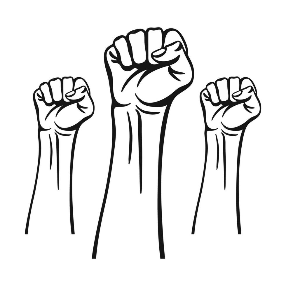 Clenched fists raised in protest vector image 23352077 Vector Art at ...