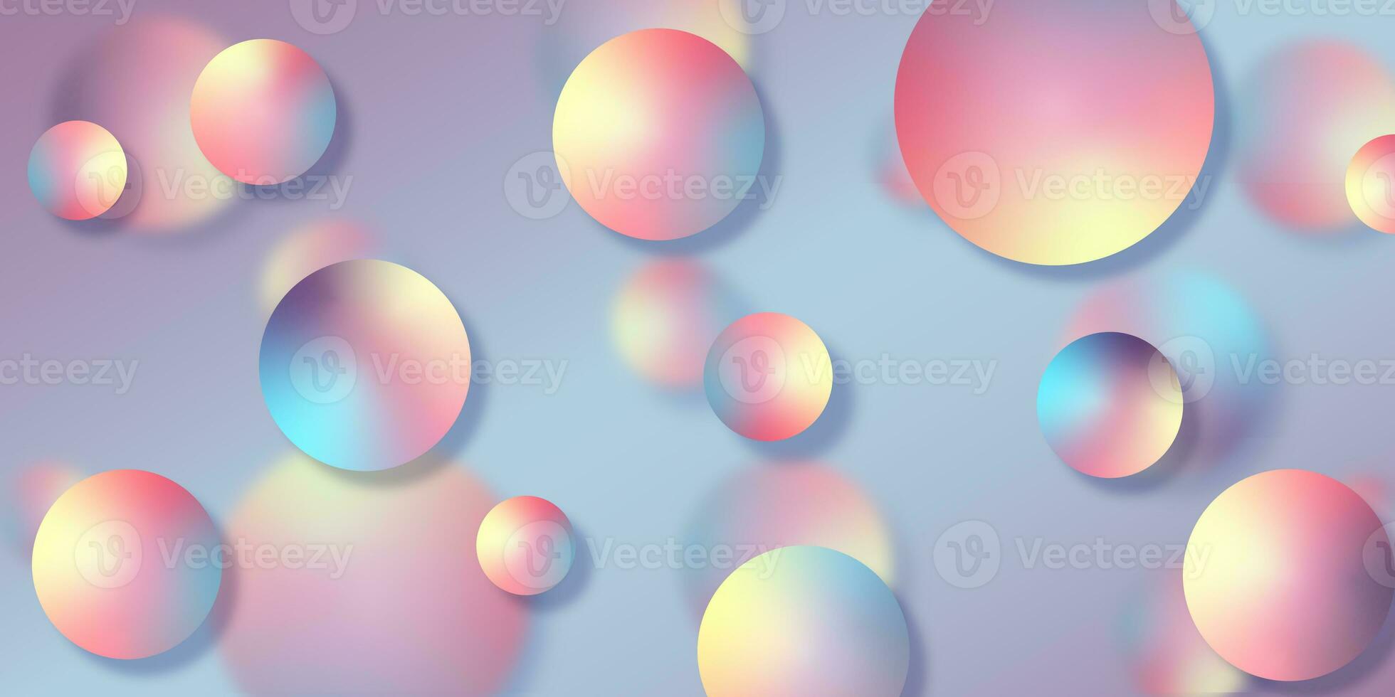 Blur abstract background. Neon defocuses shapes, spheres. 3d banner, wallpaper with circles, pearls. photo