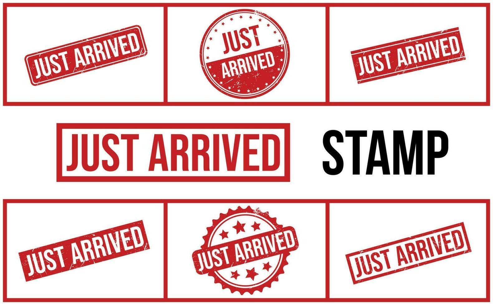 Just Arrived Rubber Stamp Set Vector