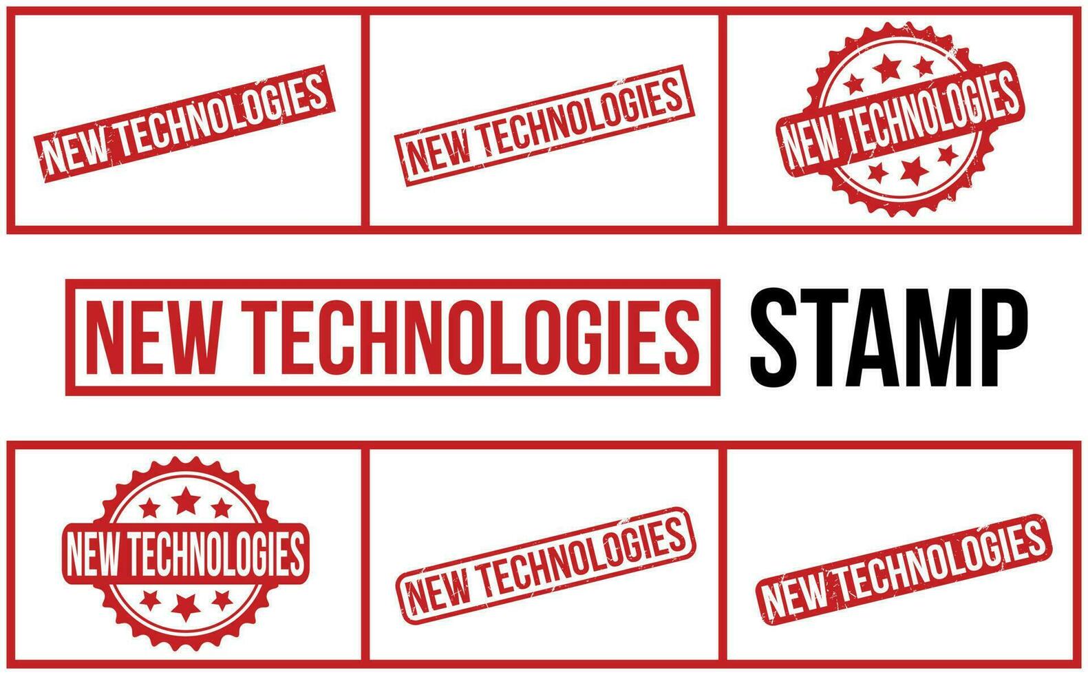 New Technologies rubber grunge stamp set vector