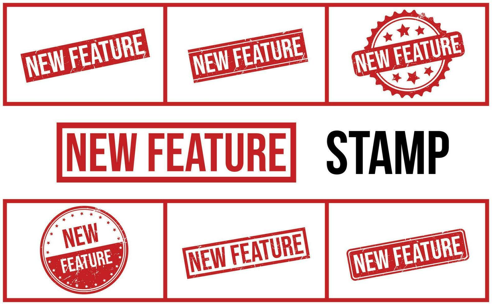 New Feature Rubber Stamp Set Vector