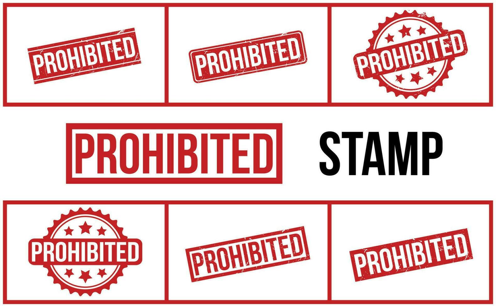 Prohibited Rubber Stamp Set Vector