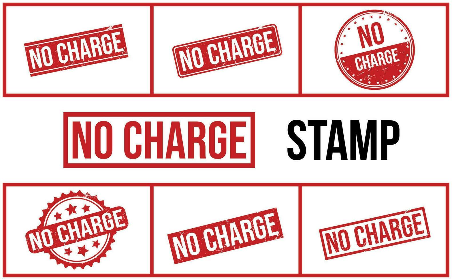 No Charge Rubber Stamp Set Vector