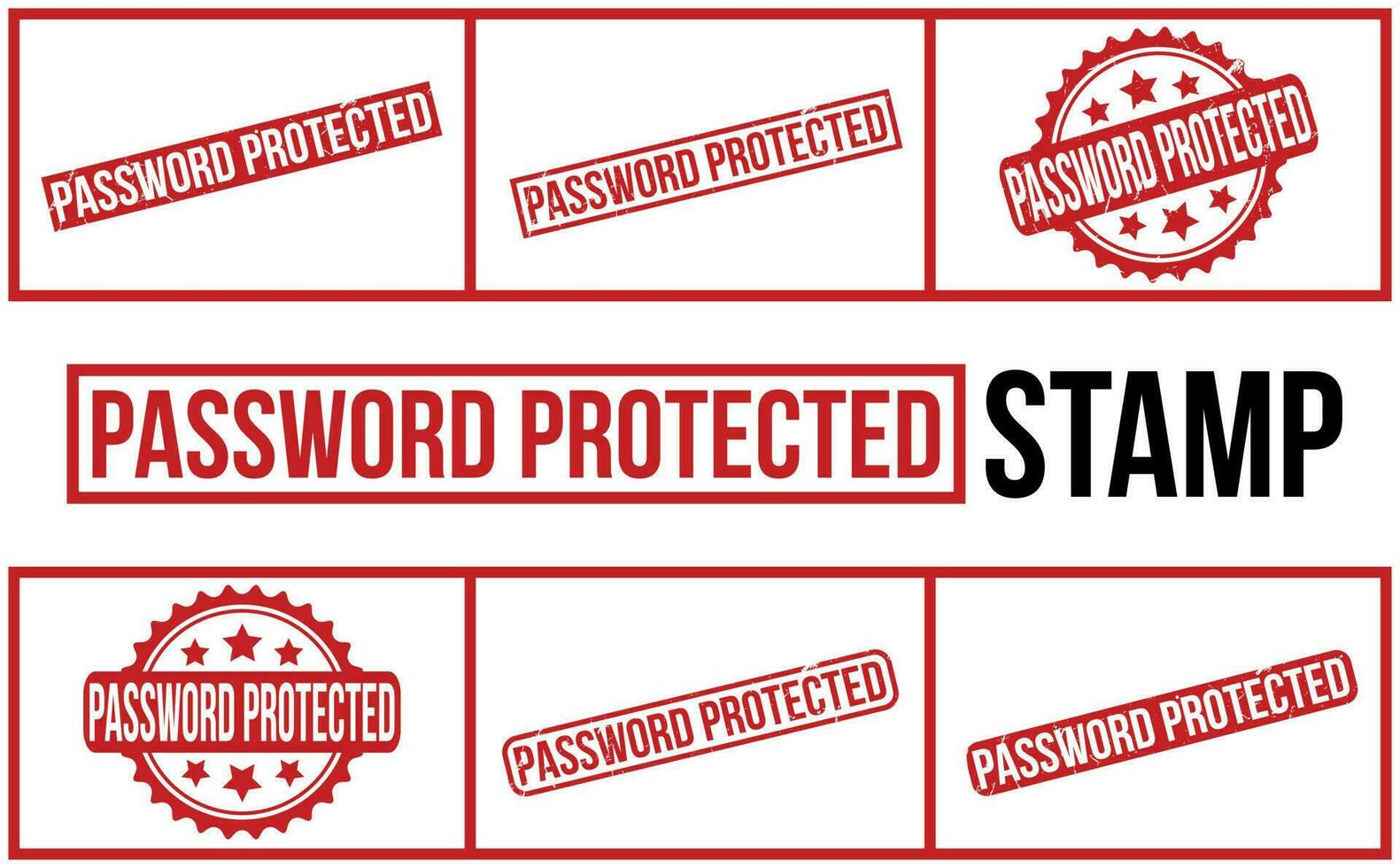 Password Protected rubber grunge stamp set vector