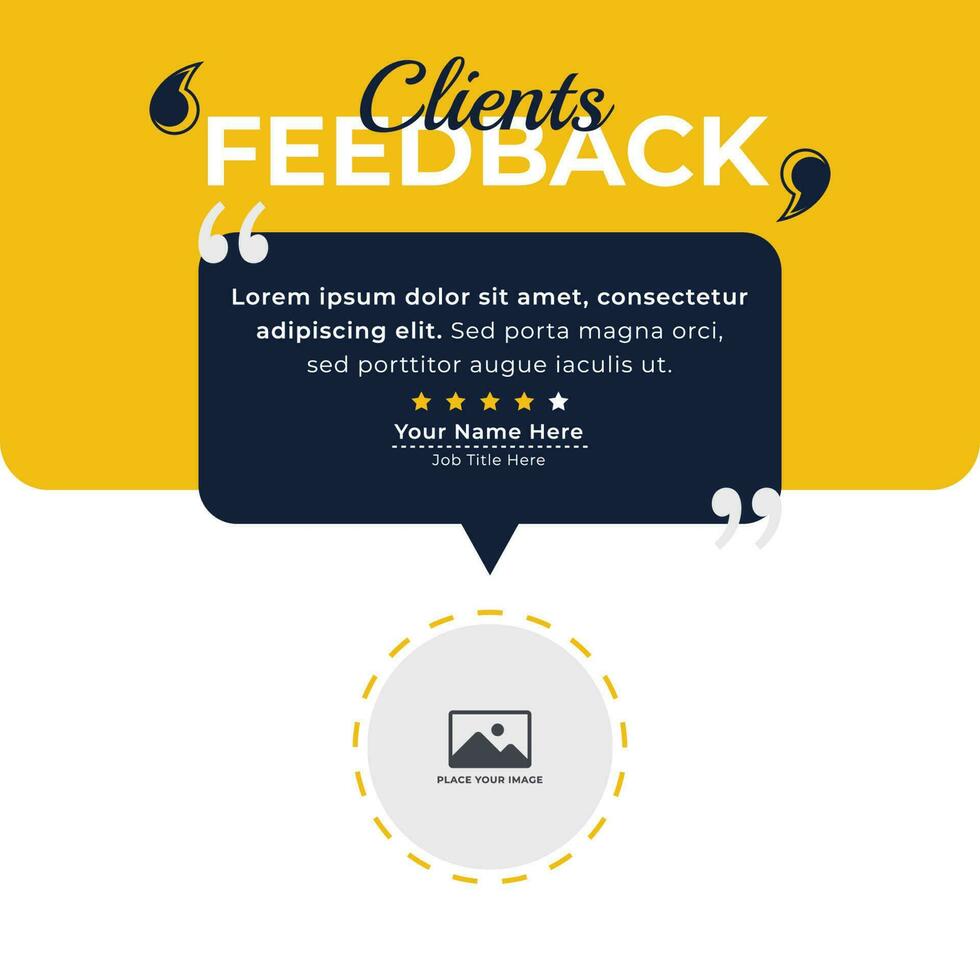 Client or customer review testimonial social media post. Customer or client service feedback review post design template vector