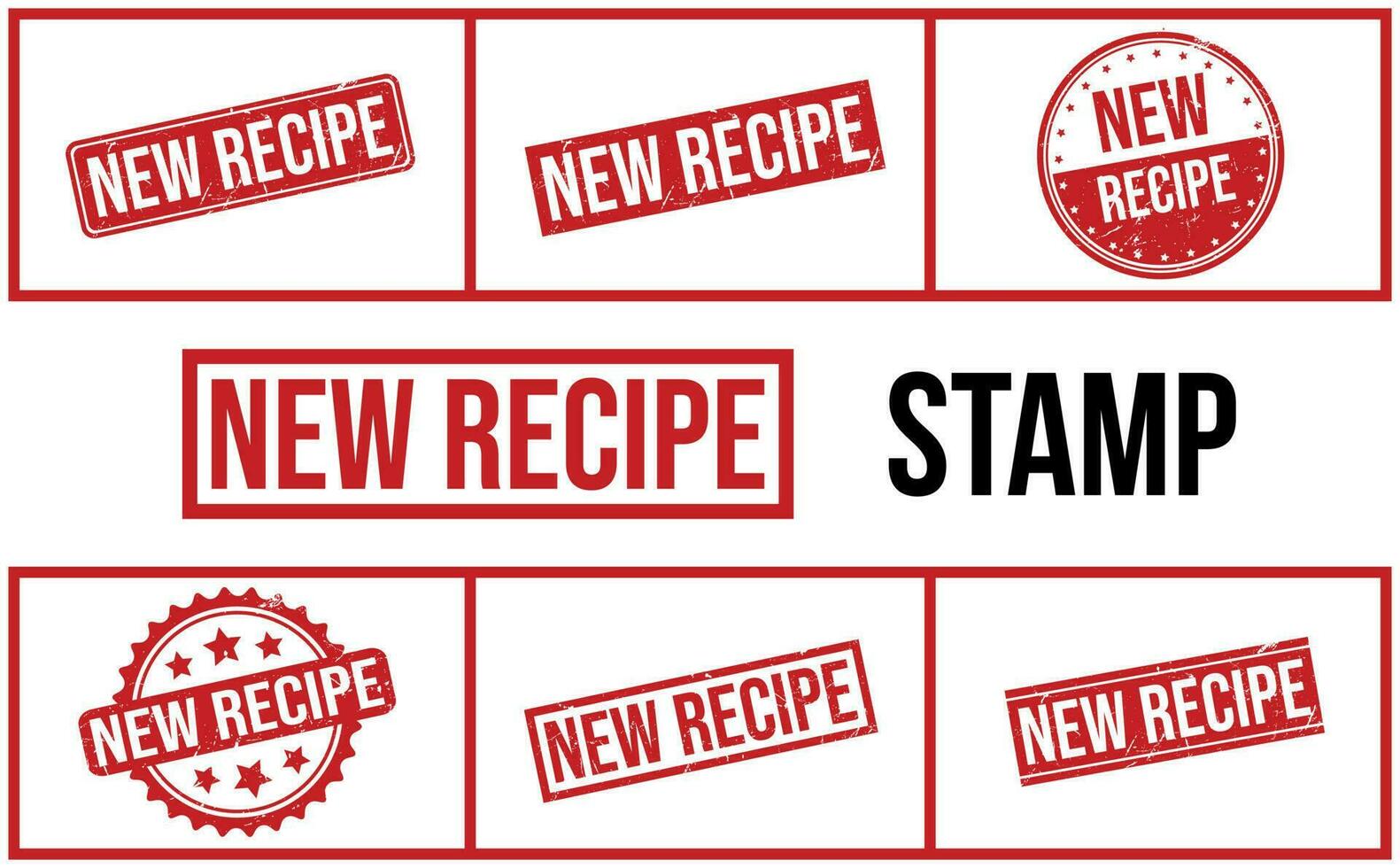 New Recipe Rubber Stamp Set Vector