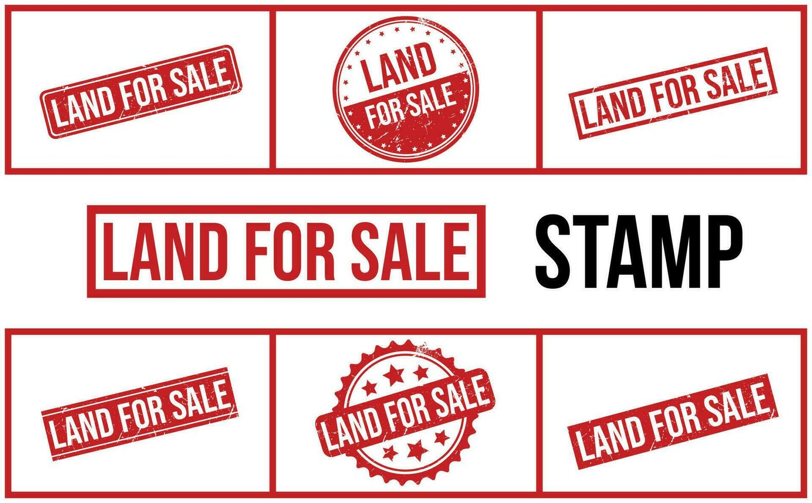 Land For Sale Rubber Stamp Set Vector