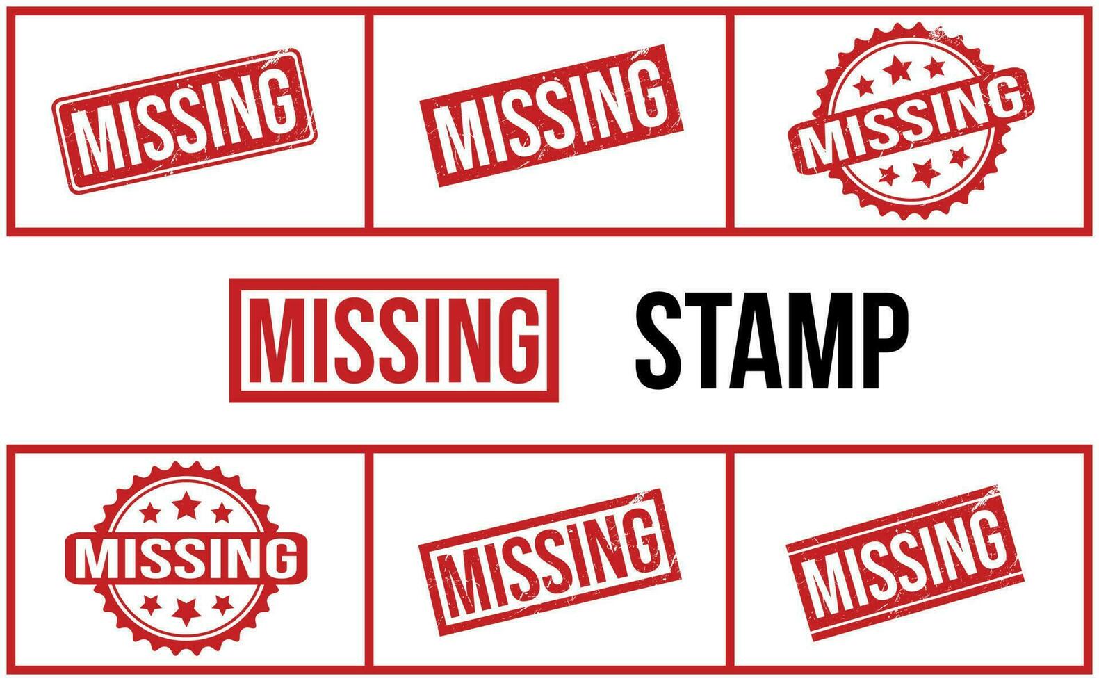 Missing Rubber Stamp Set Vector