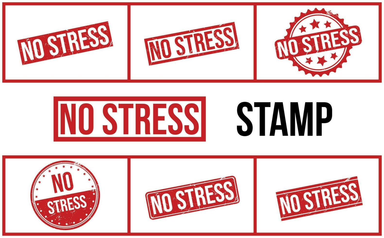 No Stress Rubber Stamp Set Vector