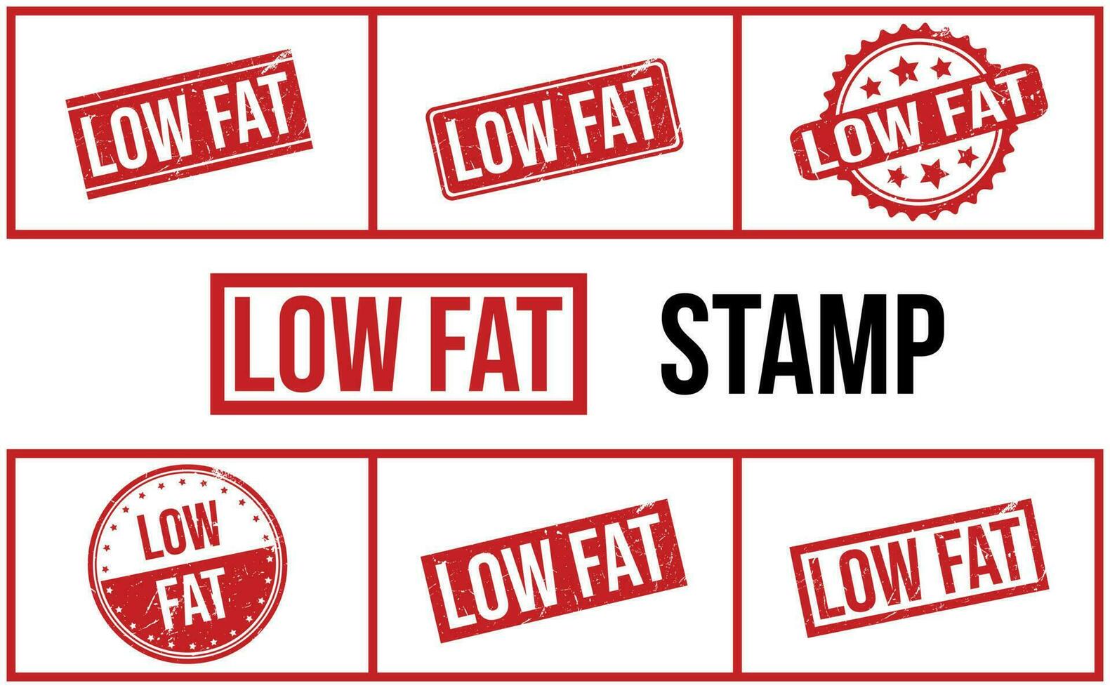 Low Fat Rubber Stamp Set Vector