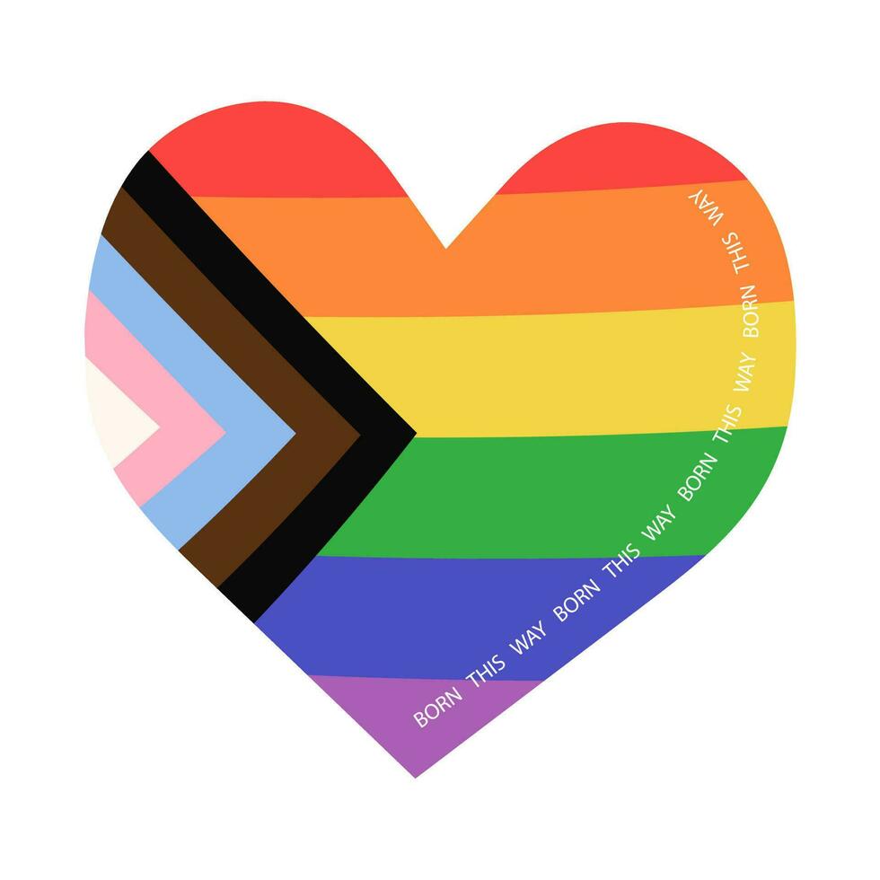 Heart shaped LGBTQ flag flat vector illustration