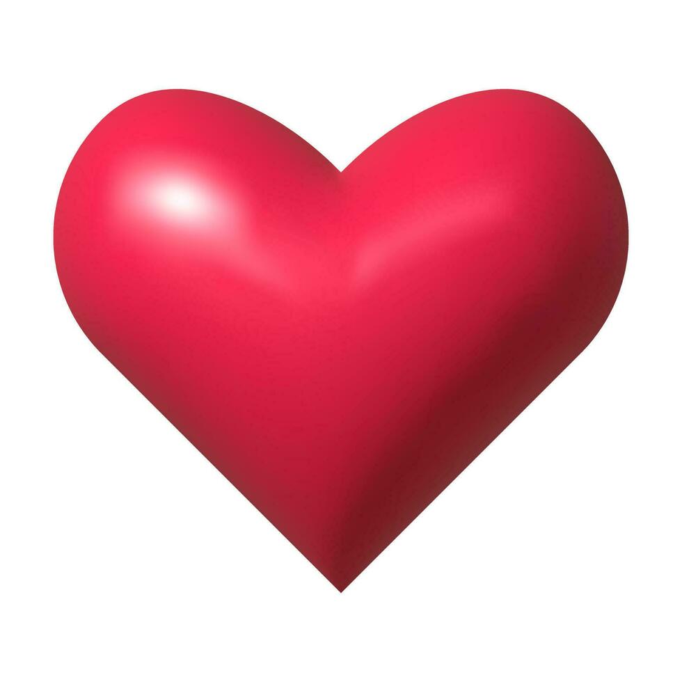 Red heart 3d realistic icon vector illustration