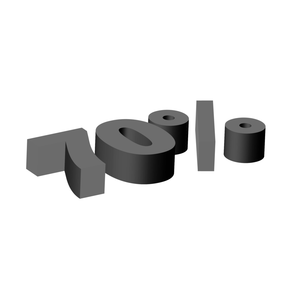 discount 3d text design png, 3d number in transparent background, discount sale creative typography design PNG, offer typography PNG design for web