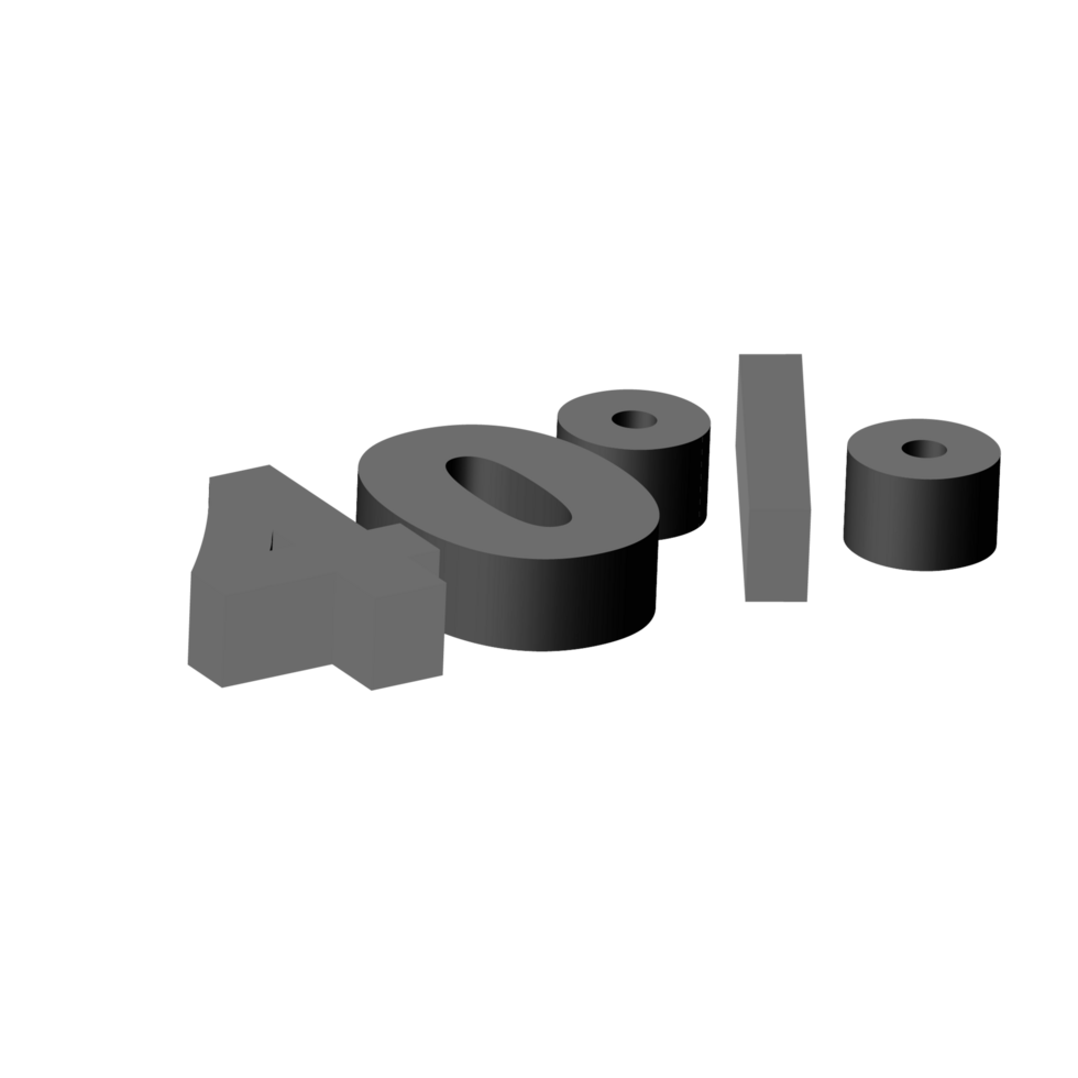 discount 3d text design png, 3d number in transparent background, discount sale creative typography design PNG, offer typography PNG design for web