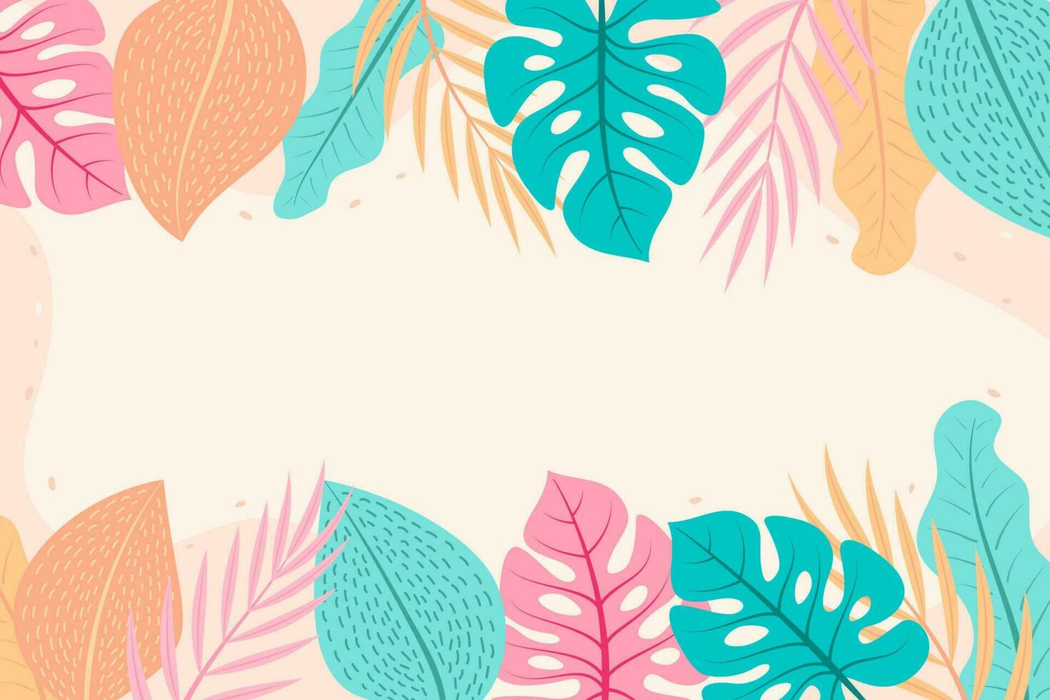 Summer background vector design with tropical leaves