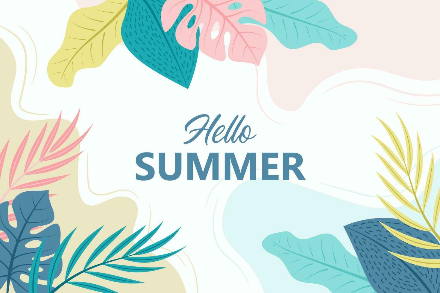 Summer background vector design with tropical leaves