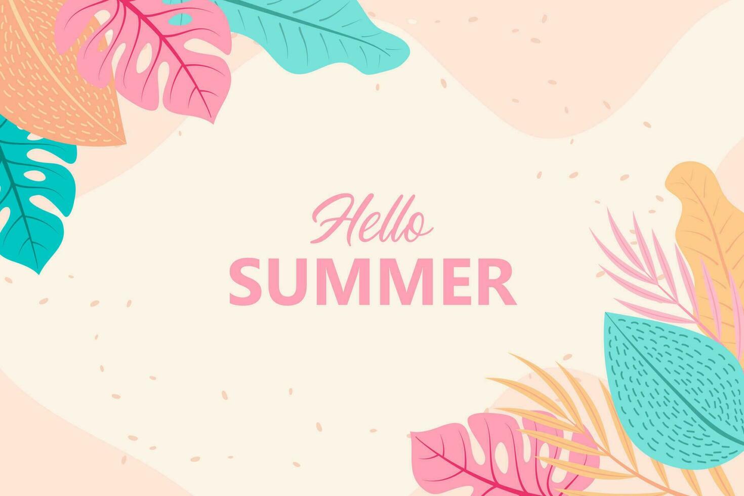 Summer background vector design with tropical leaves