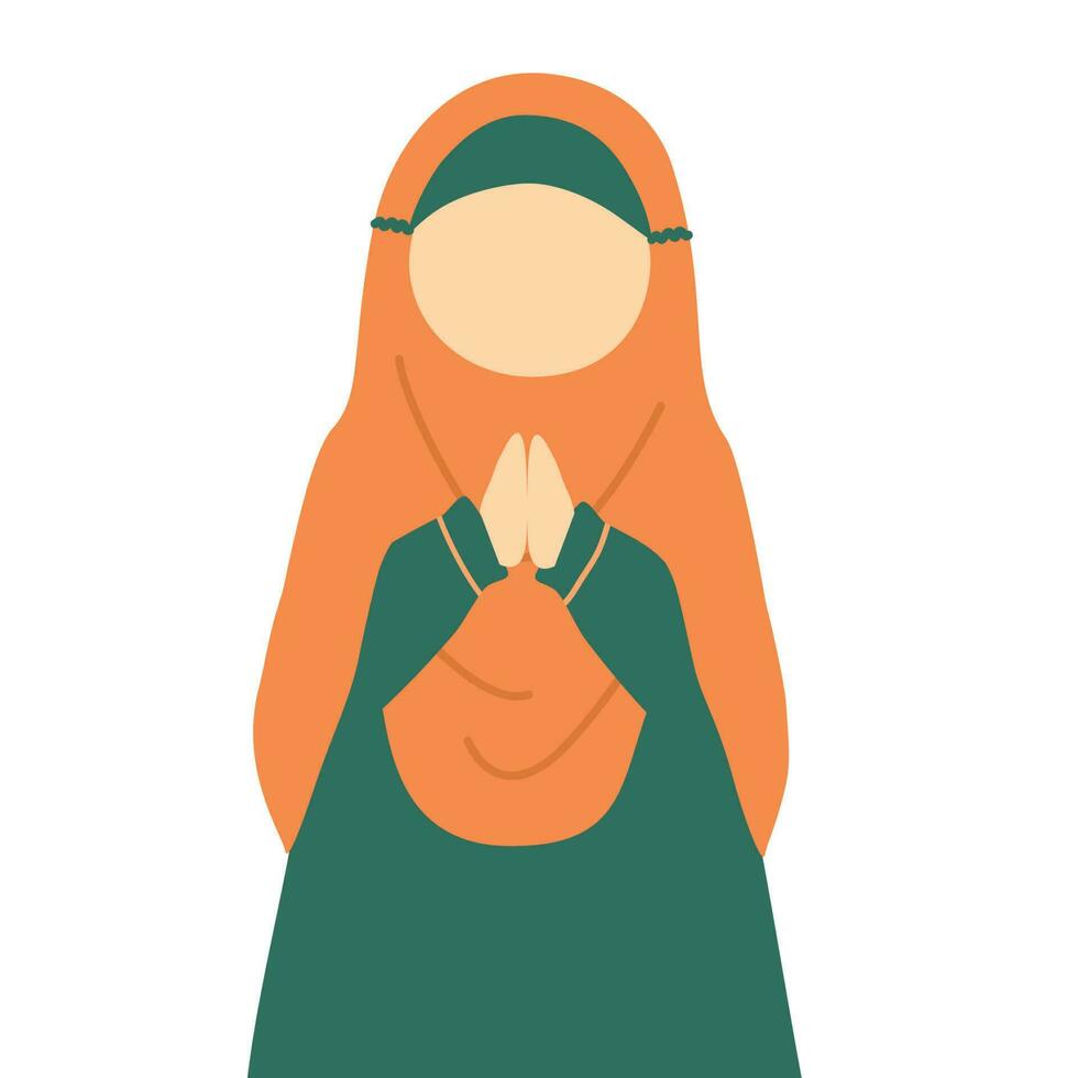 Cute muslim girl wearing hijab vector