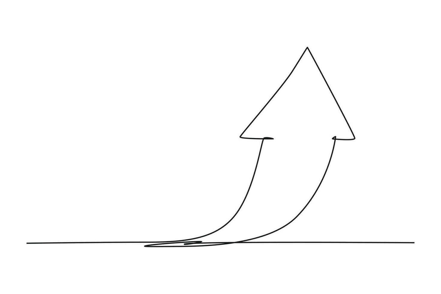 Single one line drawing growing arrow up. Success business concept. Continuous line draw design graphic vector illustration.