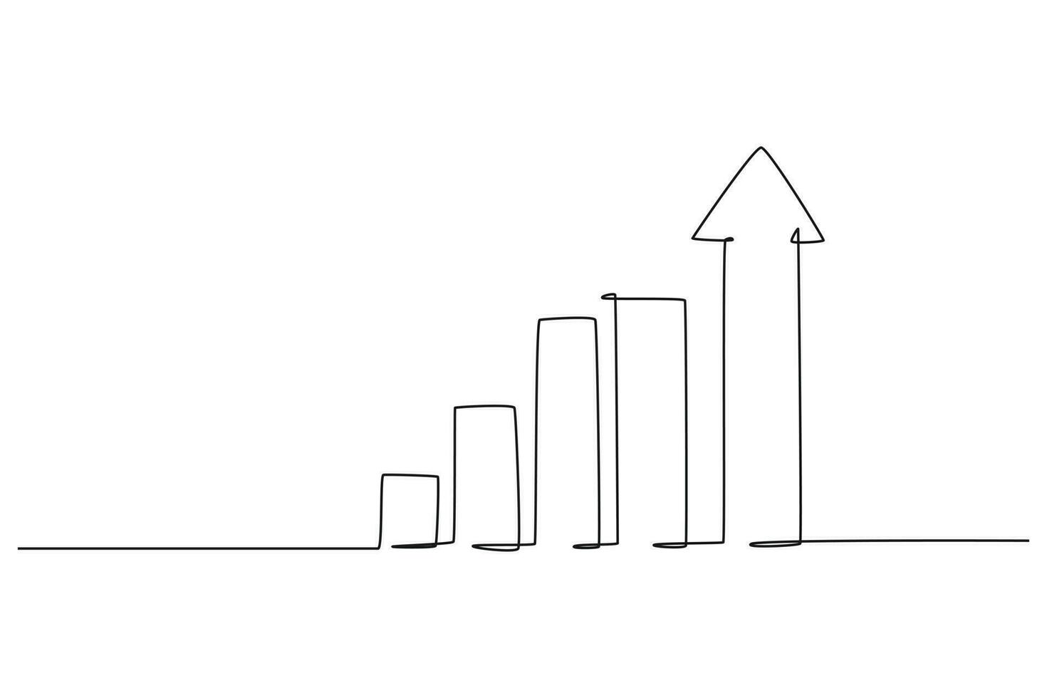 Single one line drawing rising bar graph. Success business concept. Continuous line draw design graphic vector illustration.