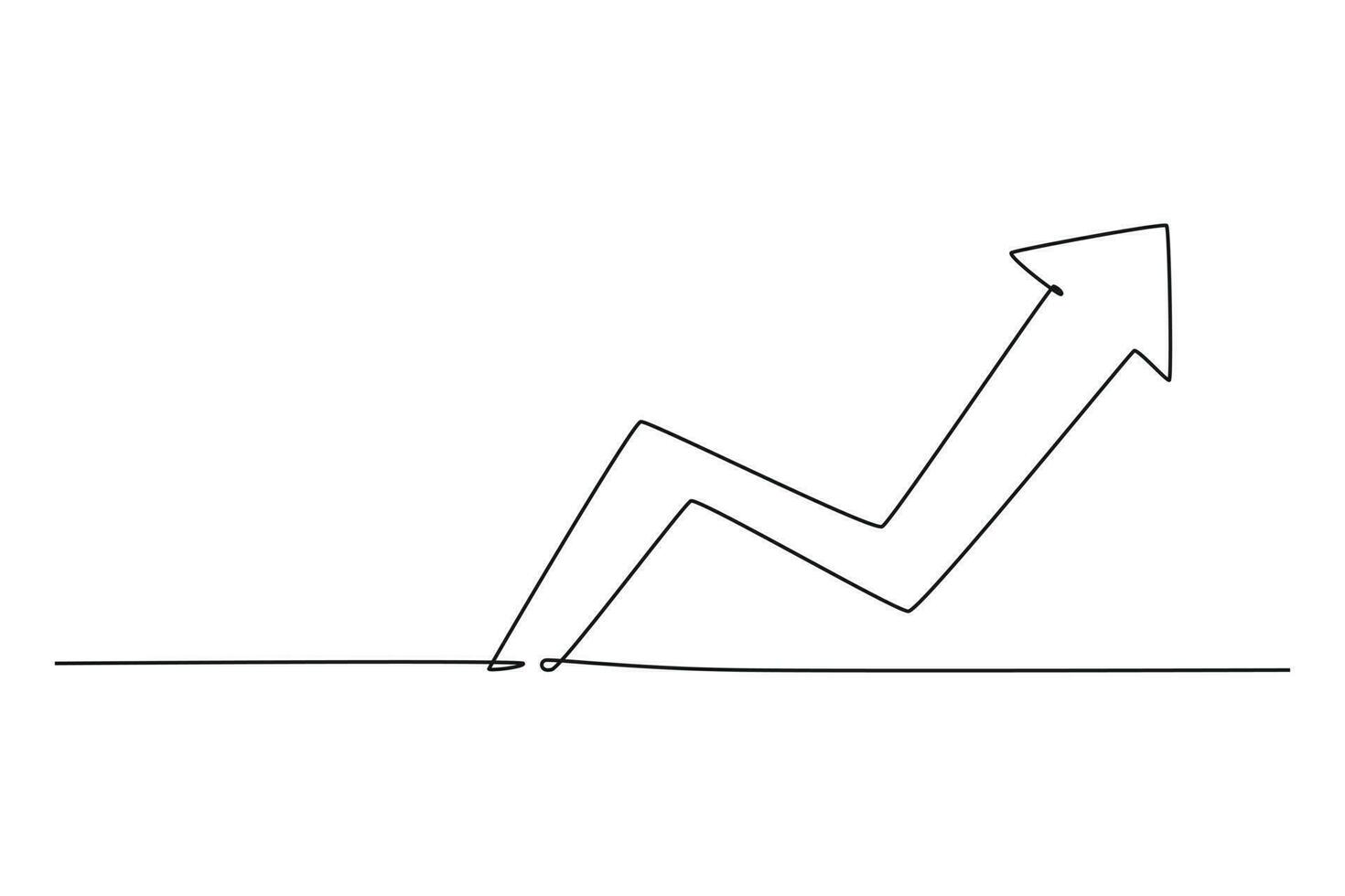 Single one line drawing growing arrow up. Success business concept. Continuous line draw design graphic vector illustration.
