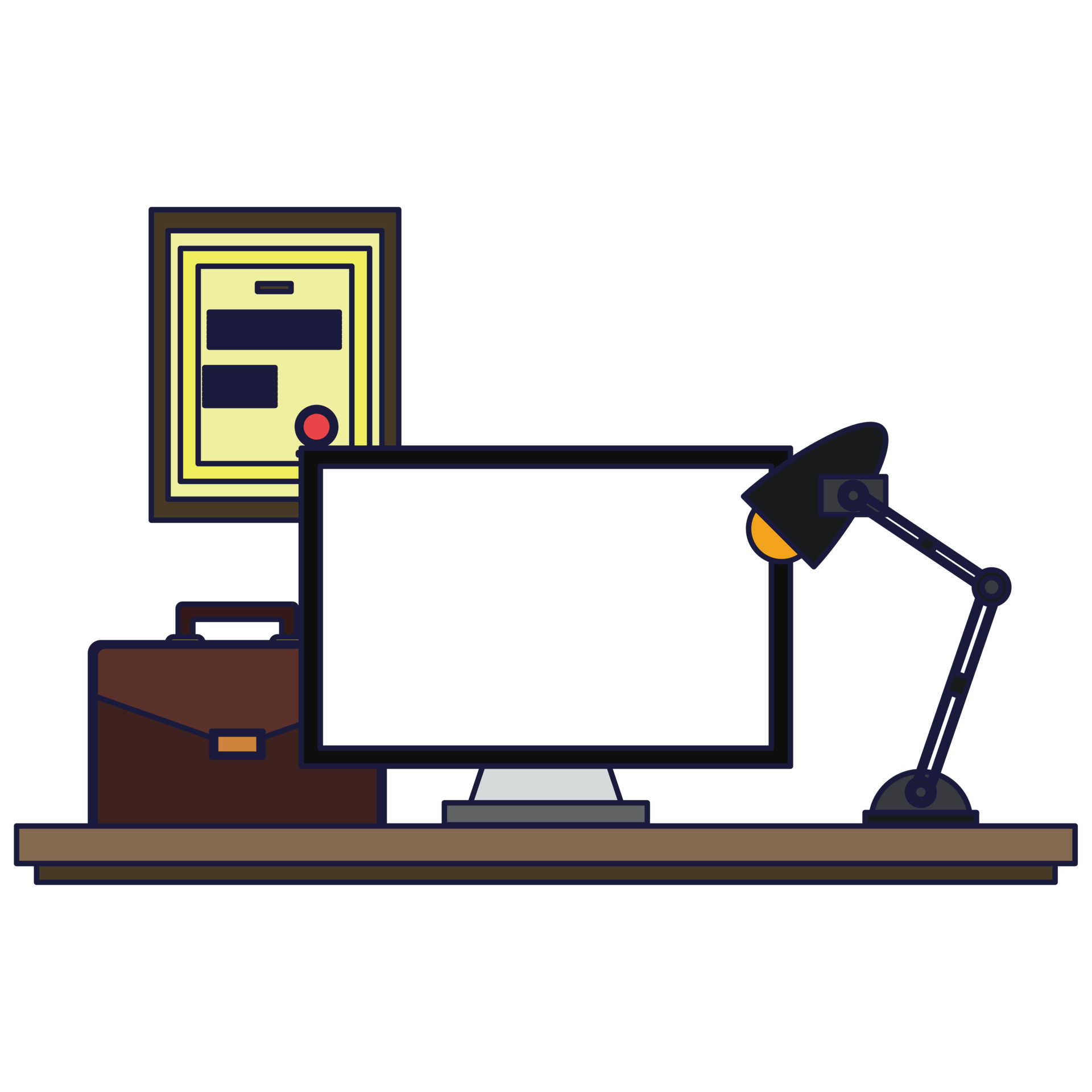 Free Business Office Desk With Computer 23353853 PNG with Transparent
