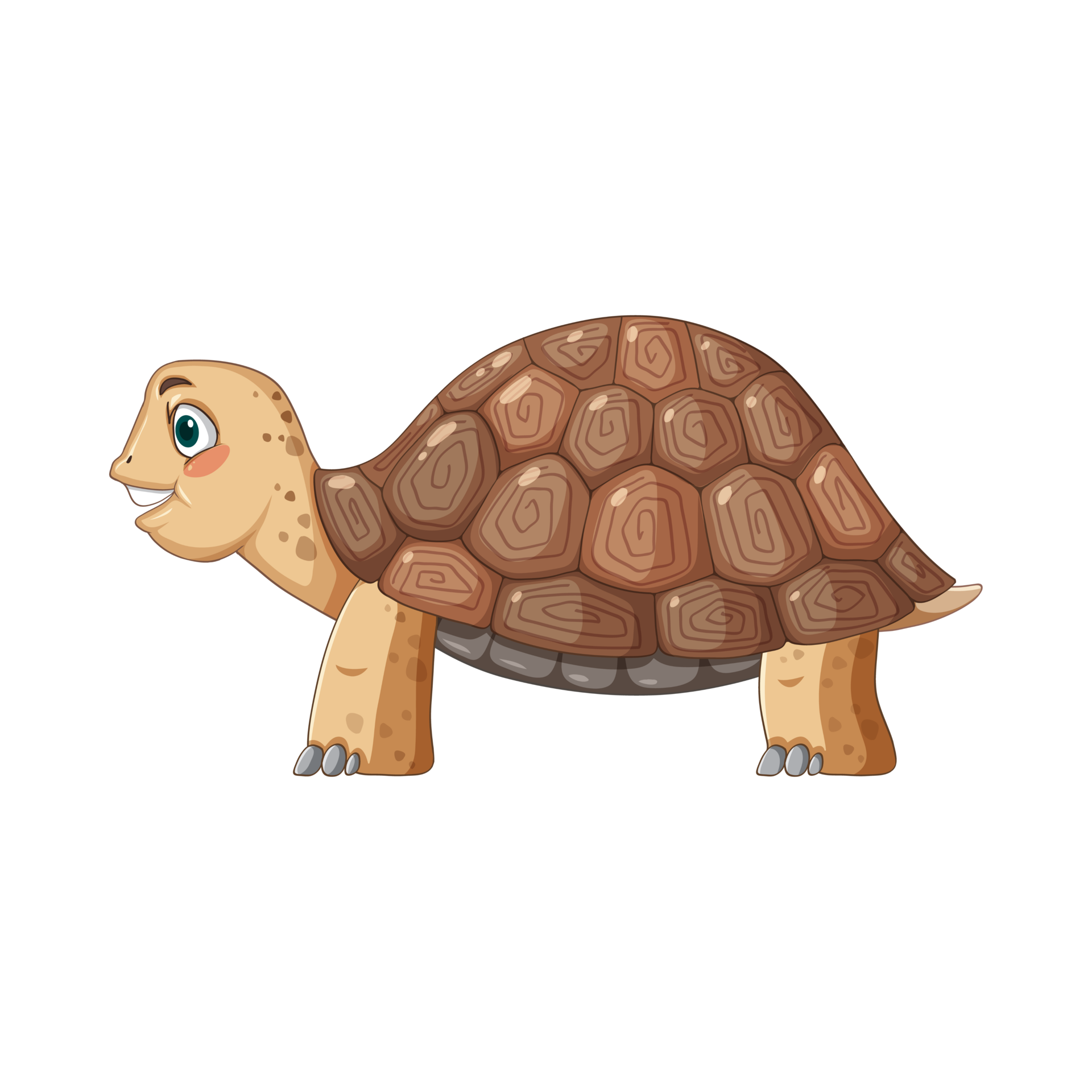 Free Side view of tortoise with brown shell in cartoon style 23353970