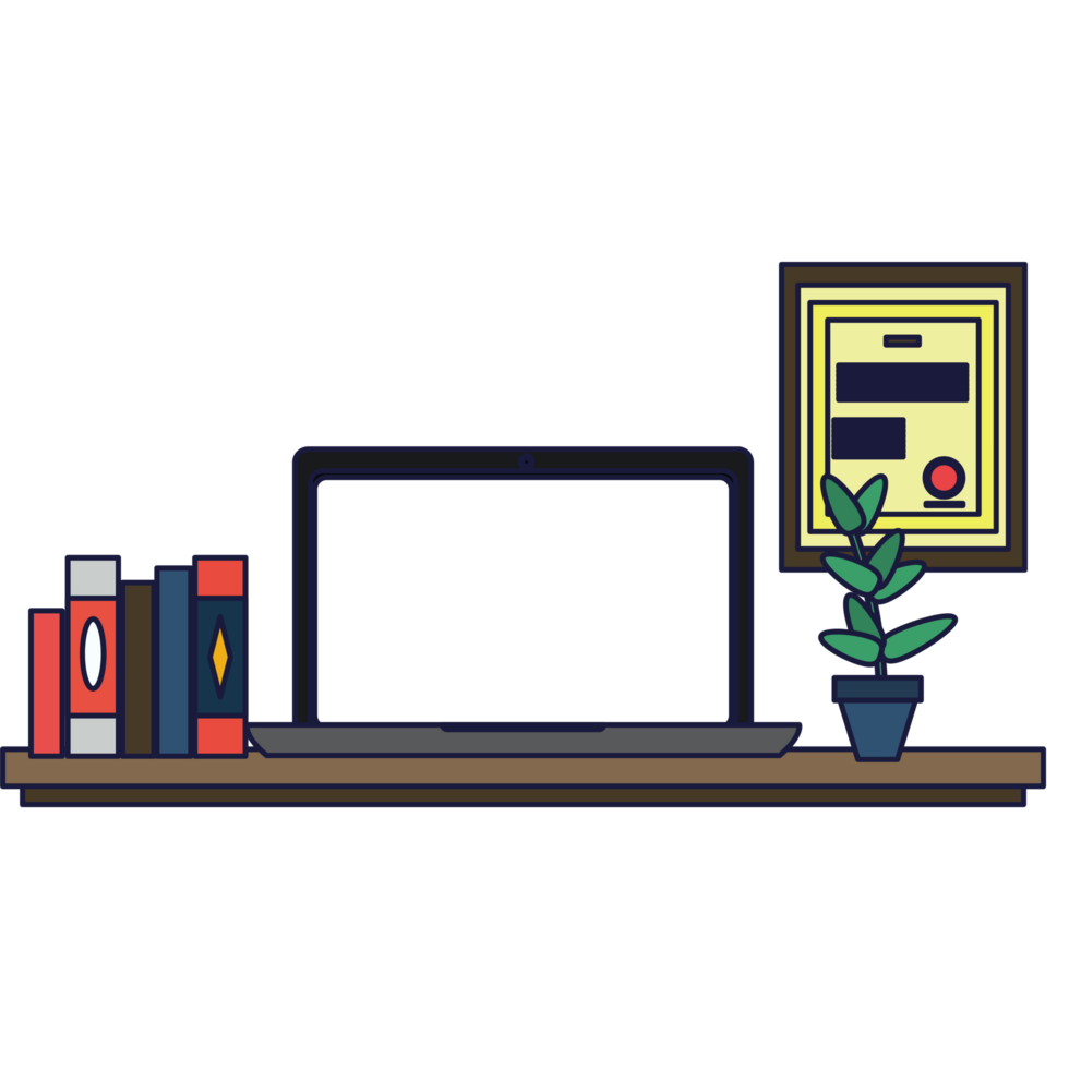 Free Business Office Desk With Computer 23354073 PNG with Transparent