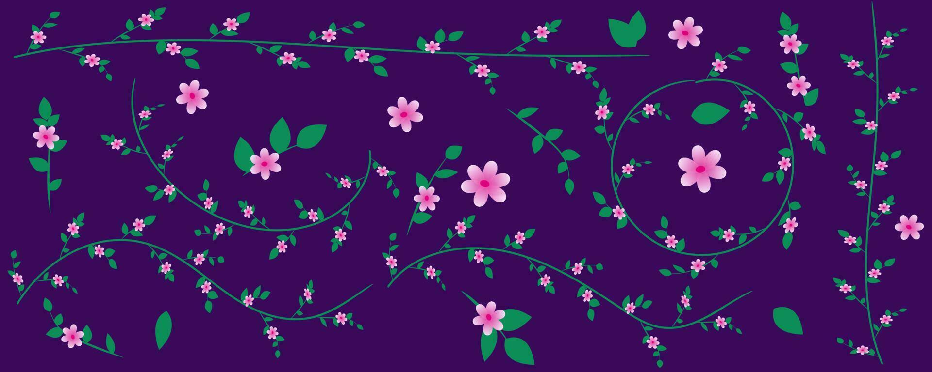 Elements of floral ornament, floral ornament, plants, flowers, branches, background, wallpaper vector