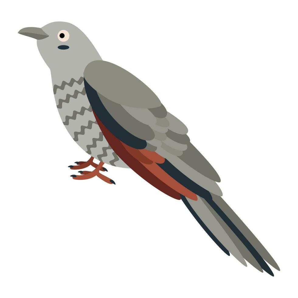 Cute, cartoon cuckoo bird. Flat vector illustration.