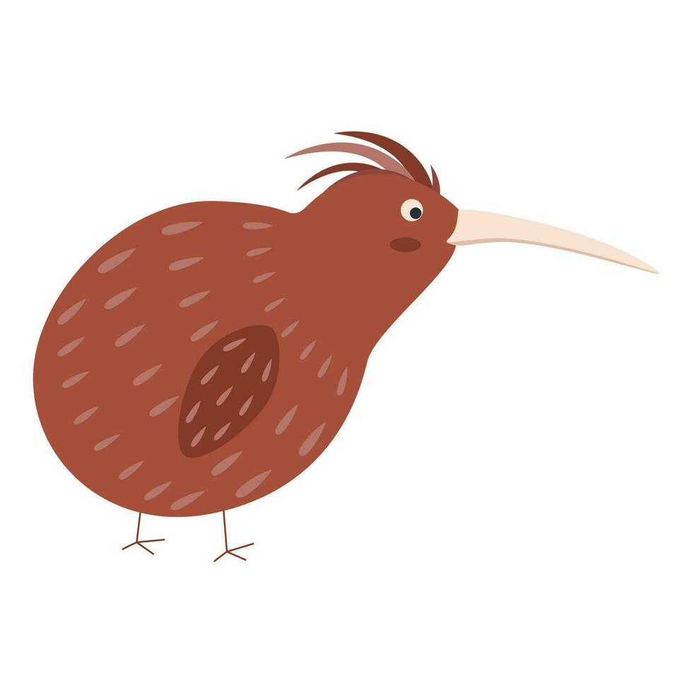 lindo, dibujos animados kiwi pájaro. plano vector ilustración.