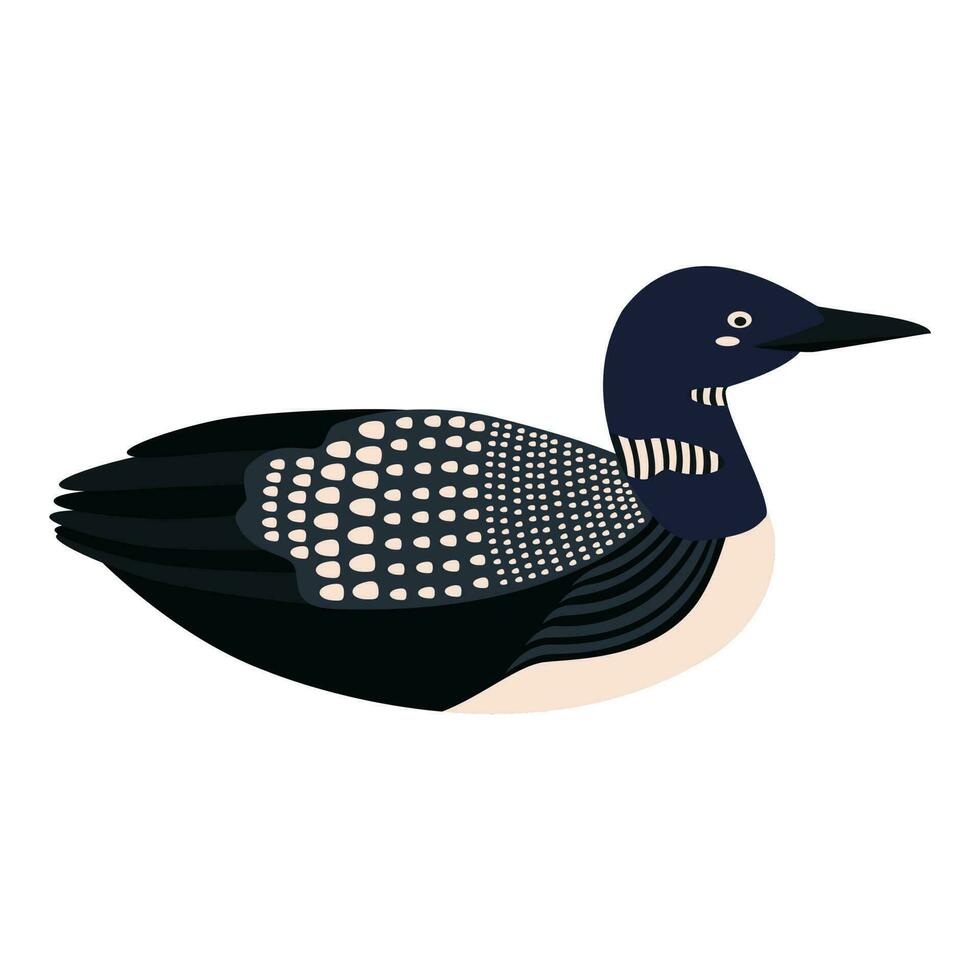 Cute, cartoon loon bird. Flat vector illustration.