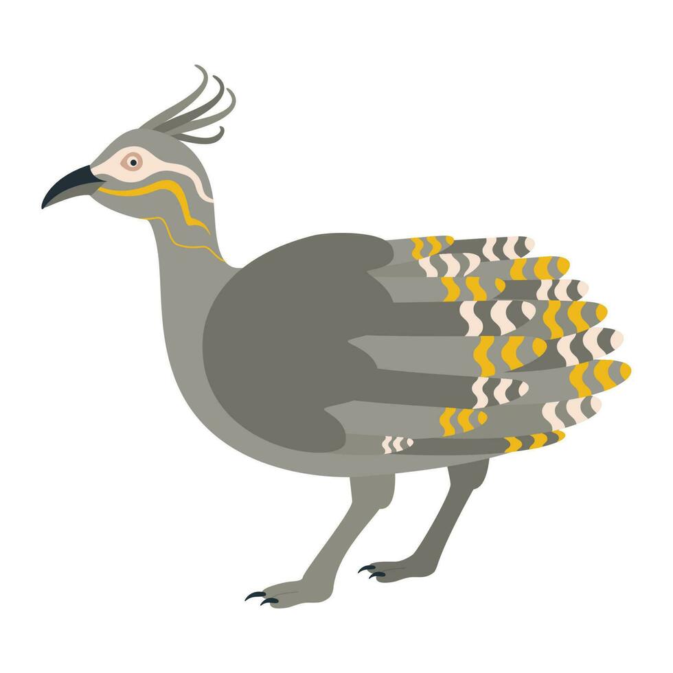 lindo, dibujos animados crestado tinamú pájaro. plano vector ilustración.
