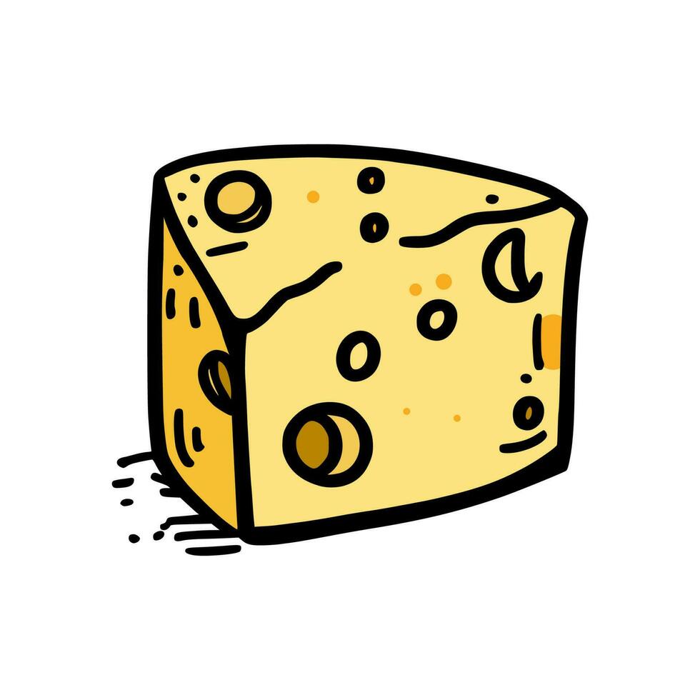 cheese illustration in doodle style on isolated background vector