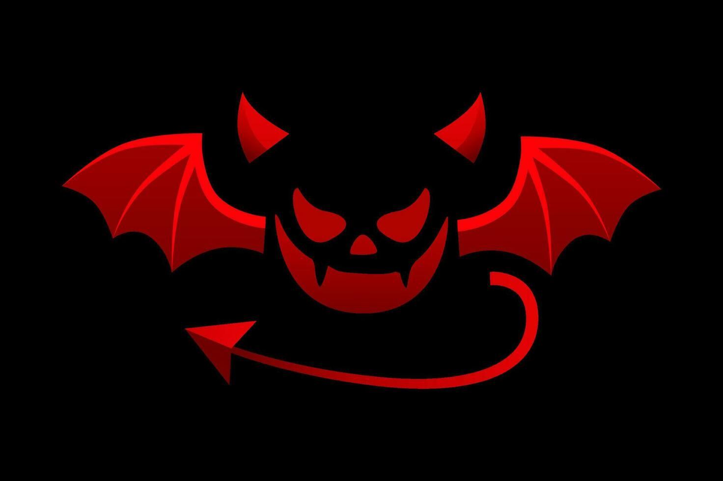 Devil tail, horns and wings. Demonic red elements for the photo decoration. Vector illustration