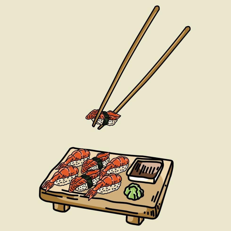 Premium Vector Hand Draw Sushi Set For Japanese Cuisine Restaurant