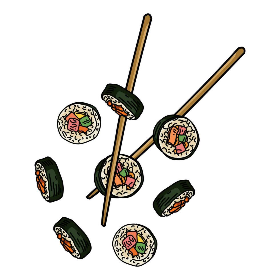 Premium Vector  Hand Draw Sushi Set For Japanese Cuisine Restaurant